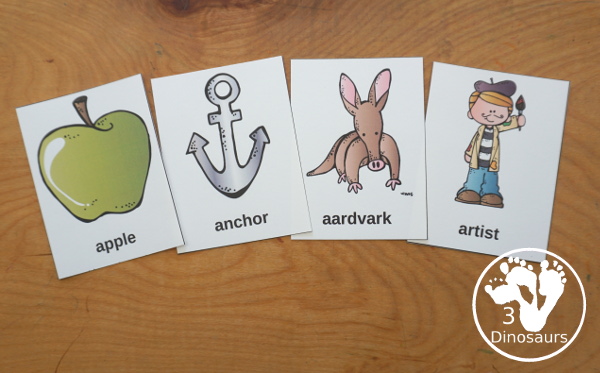 Free Alphabet Stomping Phonics A PreK-Kinder Pack - a fun letter pack with cards, puzzles, pictures, matching, color and all working on the Letter A. An easy, fun learning pack for the Letter A. - 3Dinosaurs.com