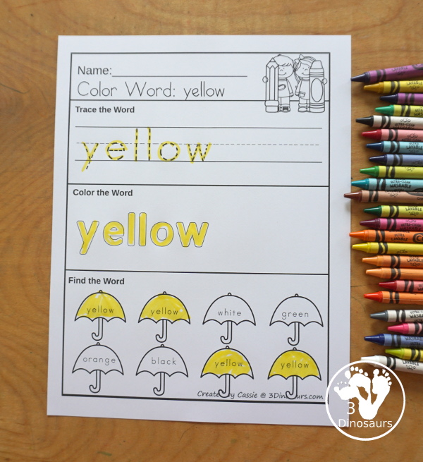 Umbrella Color Pack - You have fun colored umbrellas and raindrops for this fun spring color pack theme.  You have easy reader book, clip cards, cards, writing, tracing and more in this fun spring color pack. 3Dinosaurs.com