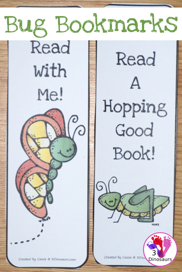 Free Bug Themed Bookmarks - 8 bookmarks in all with fun saying for kids - 3Dinosaurs.com