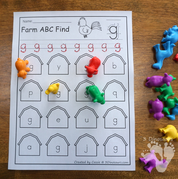 FREE Farm Animals ABC Lowercase Easy Reader Book - 11 different animals in this 12 page book - 3Dinosaurs.com