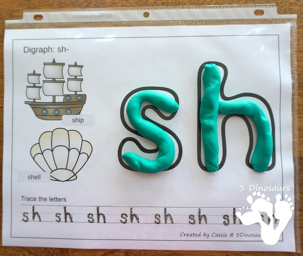 Digraph Playdough Mats - 13 mats including beginning and ending digraphs for kids to learn with - 3Dinosaurs.com