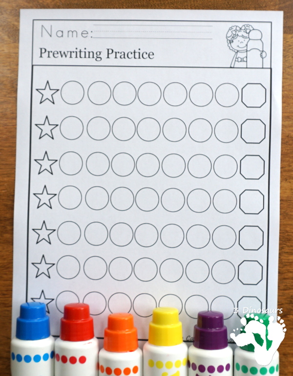 Fine Motor Dot Prewriting Printable Set - easy pages ready for teachers to use no-prep pages, easy reader books, tons of new dotting pages and options for kids. It has 154 pages of printables $ - 3Dinosaurs.com