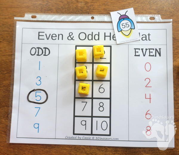 Free Even & Odd Math Help Mat - easy to use make to help explain even and odd to kids - 3Dinosaurs.com