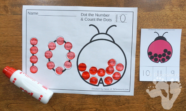 Free Ladybug Number Clip Cards - numbers 1 to 20 for kids to work on counting with - 3Dinosaurs.com