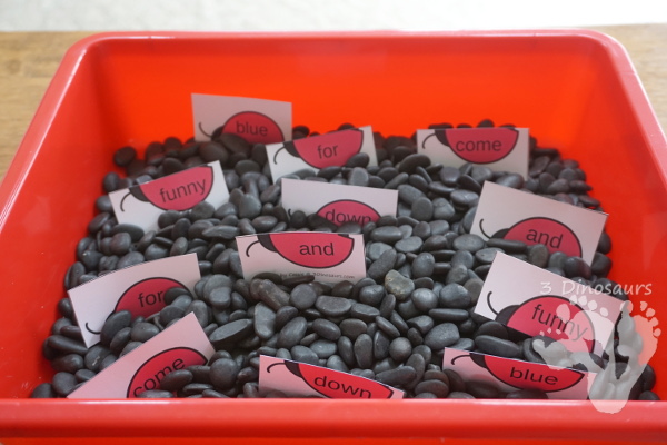 Free Ladybug Sight Word Matching Puzzles - all 220 Dolch sight words in simple 2 piece puzzles for kids to have fun matching - 3Dinosaurs.com