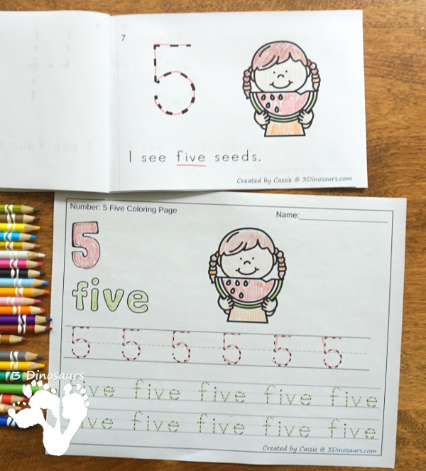 Free Summer Kids Counting Easy Reader Book - 12 page book with numbers 0 to 10 for kids to work on with tracing the number - 3Dinosaurs.com