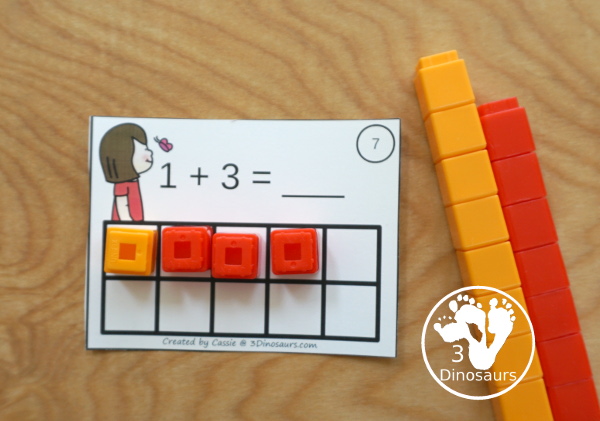 Free Butterfly Addition Ten Frame Cards - 2 sets of cards with matching recording sheet. These are great for individual practice or a math center  - 3Dinosaurs.com