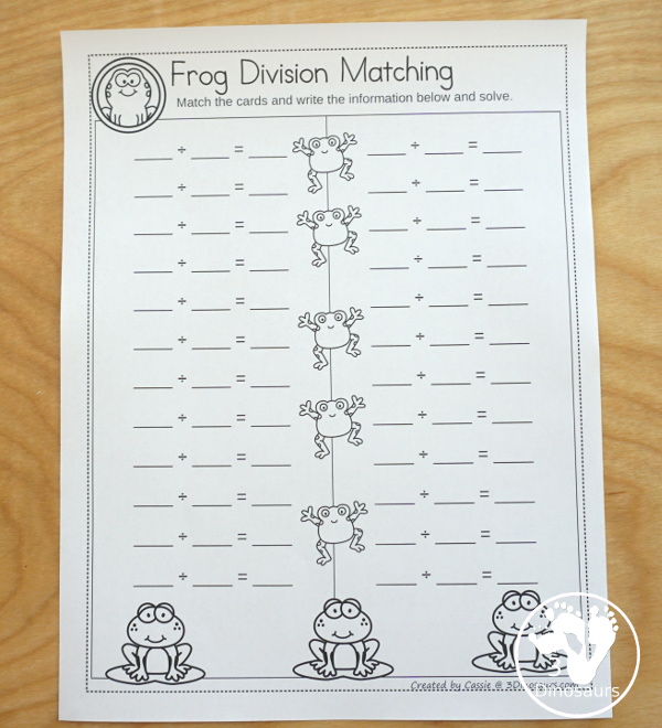 Free Frog Themed Division Sorting - work on division from 1 to 12 with two sizes of sorting mats with 12 cards for each number. There is also a recording sheet.  - 3Dinosaurs.com