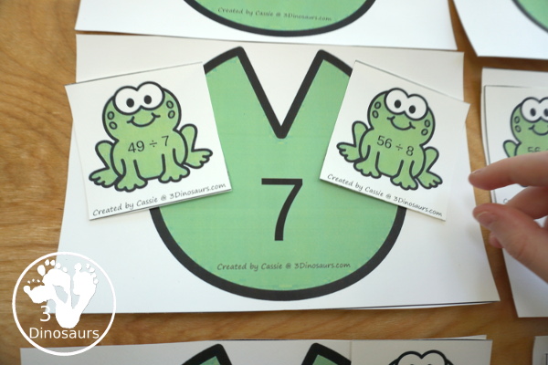 Free Frog Themed Division Sorting - work on division from 1 to 12 with two sizes of sorting mats with 12 cards for each number. There is also a recording sheet. - 3Dinosaurs.com