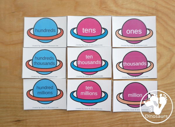 Free Planet & Rocket Place Value Sorting - a fun space theme that works on place value from ones to hundred millions that works for different levels of learning - 3Dinosaurs.com