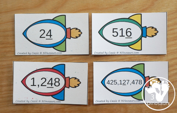 Free Planet & Rocket Place Value Sorting - a fun space theme that works on place value from ones to hundred millions that works for different levels of learning - 3Dinosaurs.com