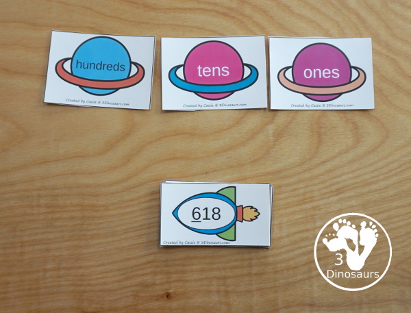 Free Planet & Rocket Place Value Sorting - a fun space theme that works on place value from ones to hundred millions that works for different levels of learning - 3Dinosaurs.com