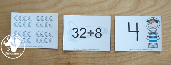 Free Space Theme Division by 8 Matching - 3Dinosaurs.com