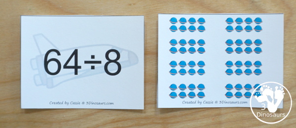 Free Space Theme Division by 8 Matching - 3Dinosaurs.com