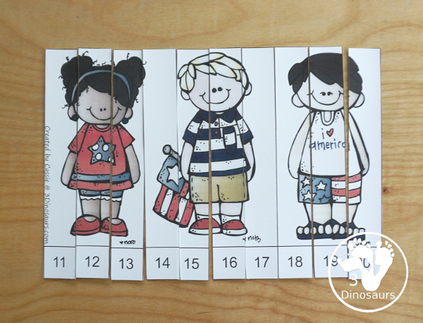 Free 4th of July Pack for Tot, PreK & Kindergarten - a mix of Fourth of July hands-on printables and Fourth of July worksheets for kids. A mix of great activities for kids to learn different words that are about the Fourth of July. 3Dinosaurs.com