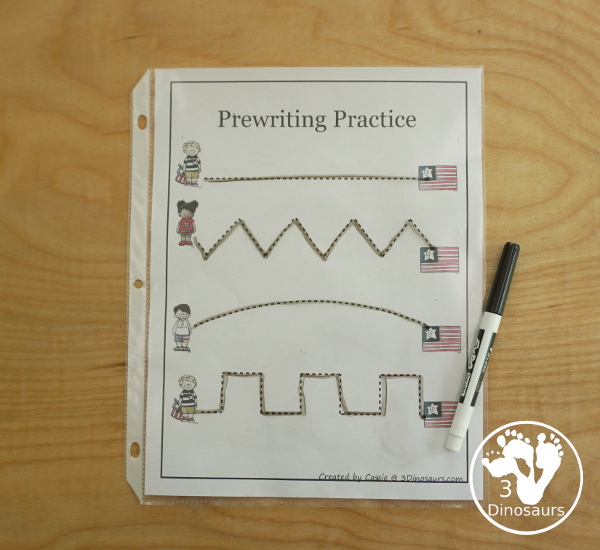 Free 4th of July Pack for Tot, PreK & Kindergarten - a mix of Fourth of July hands-on printables and Fourth of July worksheets for kids. A mix of great activities for kids to learn different words that are about the Fourth of July. 3Dinosaurs.com