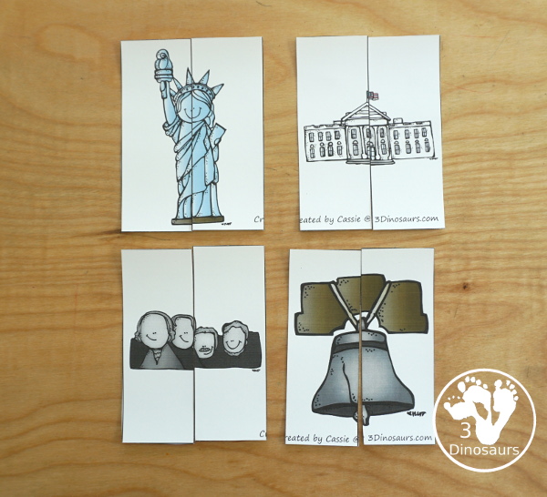 Free 4th of July Pack for Tot, PreK & Kindergarten - a mix of Fourth of July hands-on printables and Fourth of July worksheets for kids. A mix of great activities for kids to learn different words that are about the Fourth of July. 3Dinosaurs.com