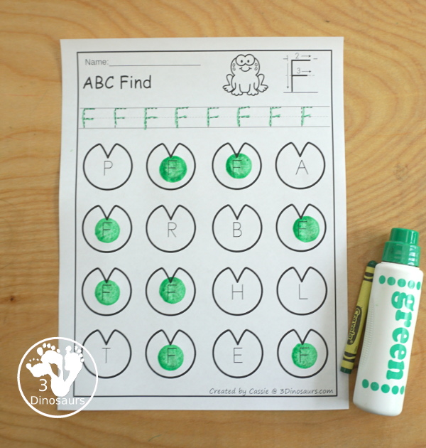 Pond Themed ABC Letter Find - with all 26 letters of the alphabet with uppercase or lowercase options - 3Dinosaurs.com