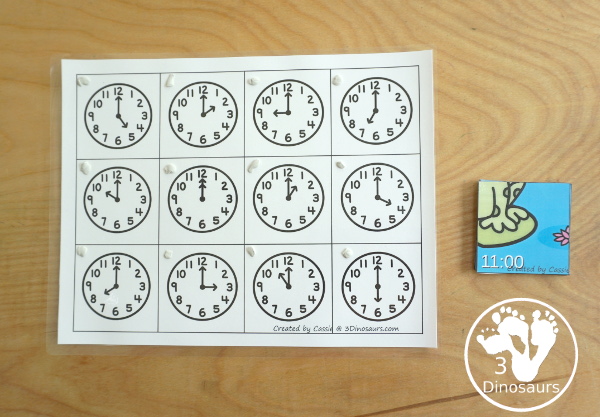 Free Pond Telling Time Puzzle - work on telling time hourly with this fun puzzle - 3Dinosaurs.com