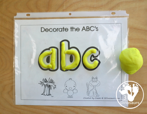 Romping and Roaring ABC Review Pack - with letter a, letter b, and letter c printables for reviewing the three letters with tracing, puzzles, coloring pages, finger puppets, game and more - 3Dionsaurs.com