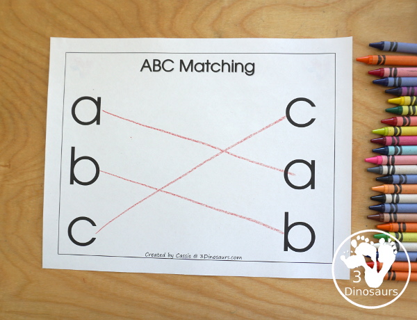 Romping and Roaring ABC Review Pack - with letter a, letter b, and letter c printables for reviewing the three letters with tracing, puzzles, coloring pages, finger puppets, game and more - 3Dionsaurs.com