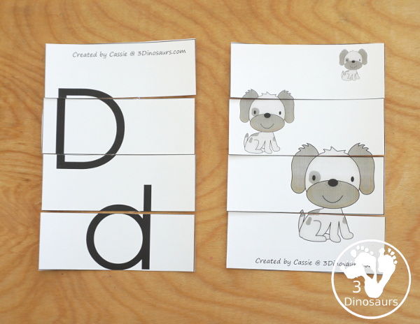 Free Romping & Roaring D Pack Letter Pack: D is for Dog - a letter D pack that has prewriting, finding letters, tracing letters, coloring pages, shapes, puzzles, and more to help kids learn their letter of the alphabet - 3Dinosaurs.com