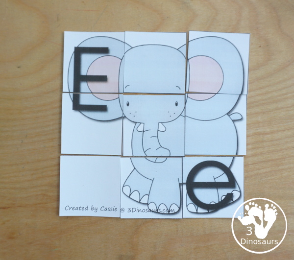 Free Romping & Roaring E Pack Letter Pack: E is for Elephant - a letter E pack that has prewriting, finding letters, tracing letters, coloring pages, shapes, puzzles, and more to help kids learn their letter of the alphabet - 3Dinosaurs.com