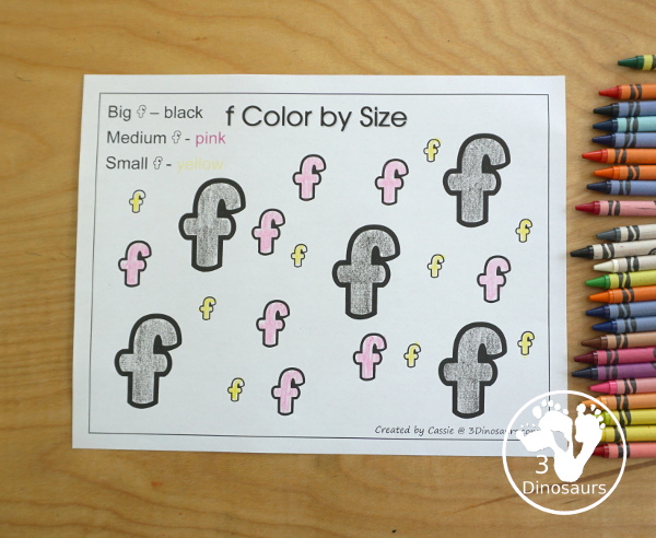 Free Romping & Roaring F Pack Letter Pack: F is for Fish - a letter F pack that has prewriting, finding letters, tracing letters, coloring pages, shapes, puzzles, and more to help kids learn their letter of the alphabet - 3Dinosaurs.com