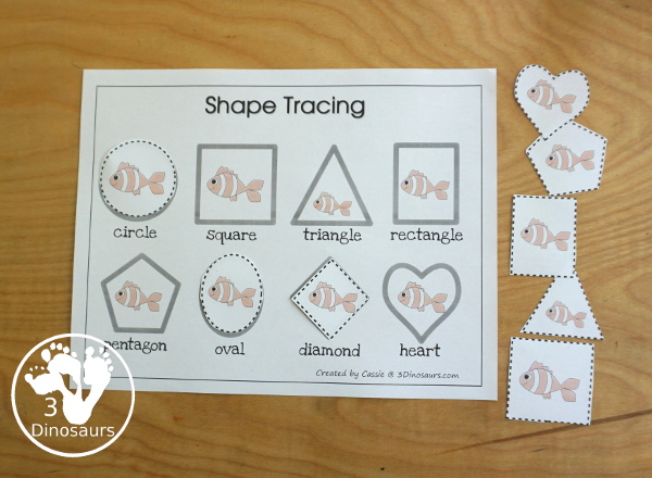 Free Romping & Roaring F Pack Letter Pack: F is for Fish - a letter F pack that has prewriting, finding letters, tracing letters, coloring pages, shapes, puzzles, and more to help kids learn their letter of the alphabet - 3Dinosaurs.com