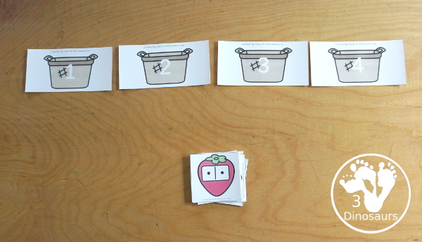 Free Strawberry Number Sense from 1 to 20 with matching several different number types to the numerical number including tally marks, dominos, ten frames, and dice - 3Dinosaurs.com