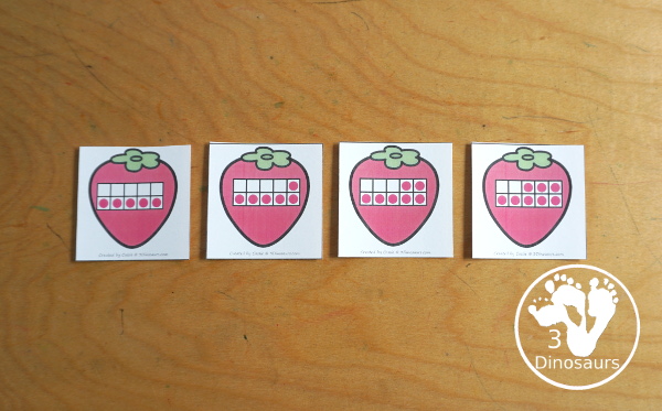 Free Strawberry Number Sense from 1 to 20 with matching several different number types to the numerical number including tally marks, dominos, ten frames, and dice - 3Dinosaurs.com