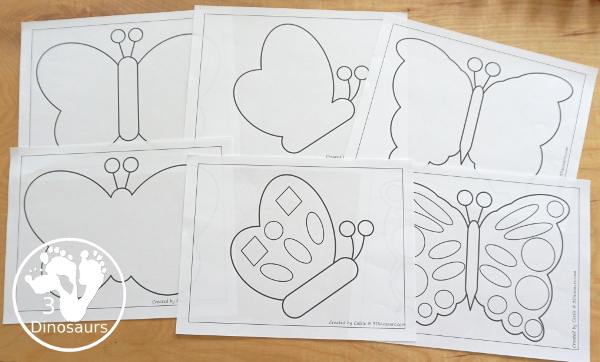 Free Butterfly Fine Motor Mats - has 18 templates for you to use with a butterfly theme. You have 9 templates, 6 tracing and 3 dot marker butterflies for kids to use in fine motor centers. - 3Dinosaurs.com