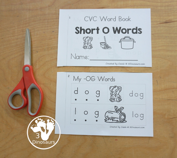 Free CVC Short O Word Book: Blending Words - how to make the easy reader book. - 3Dinosaurs.com