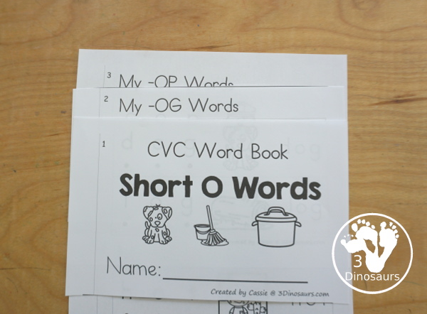 Free CVC Short O Word Book: Blending Words - how to make the easy reader book. - 3Dinosaurs.com