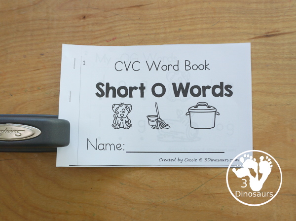 Free CVC Short O Word Book: Blending Words - how to make the easy reader book. - 3Dinosaurs.com