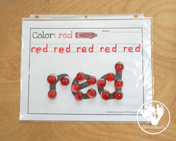 Free Romping & Roaring Color Pack Red - color red dot marker page with tracing - 3Dinosaurs.com