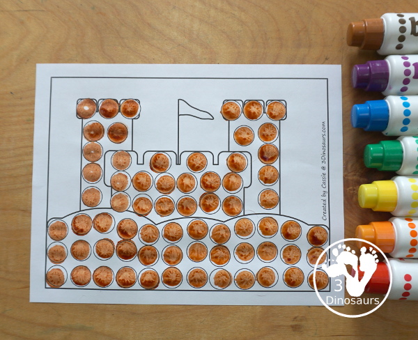 Free Sandcastle Fine Motor Mats - you have a sandcastle template, sandcastle tracing, and sandcastle dot marker page all to work on fine motor skills this summer. - 3Dinosaurs.com
