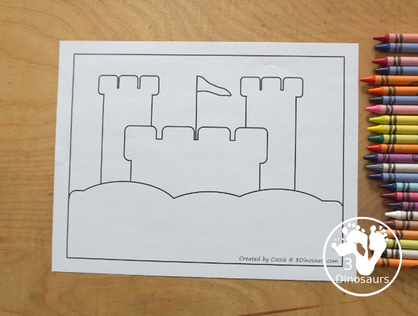 Free Sandcastle Fine Motor Mats - you have a sandcastle template, sandcastle tracing, and sandcastle dot marker page all to work on fine motor skills this summer. - 3Dinosaurs.com