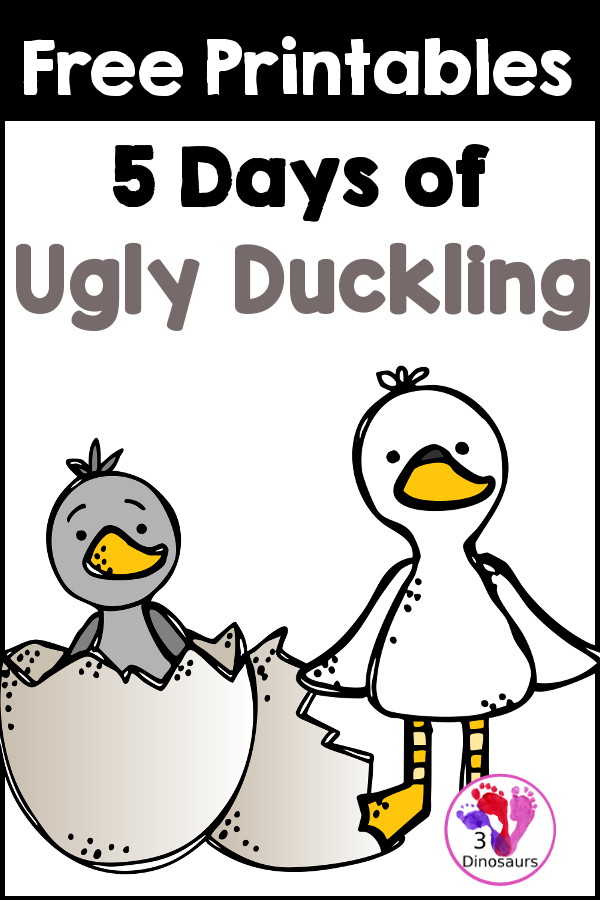 5 Day of Free Ugly Duckling Printables All with a mix of math and language to use with kids - 3Dinosaurs.com