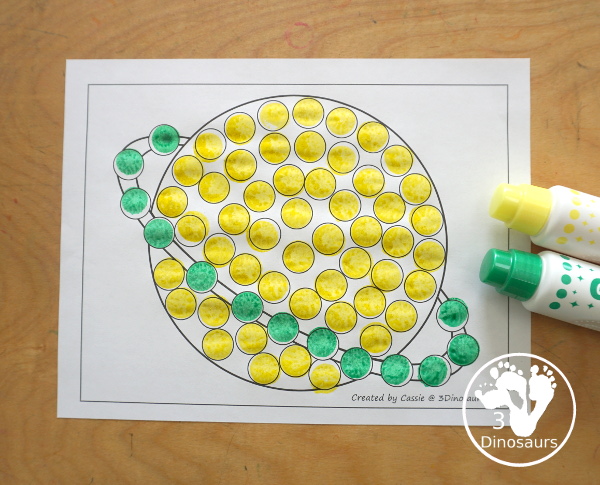 Free Planet Fine Motor Mats for a Fun Space Theme. You have a planet with a dot marker page. It is great for dots or glass gems.. 3Dinosaurs.com