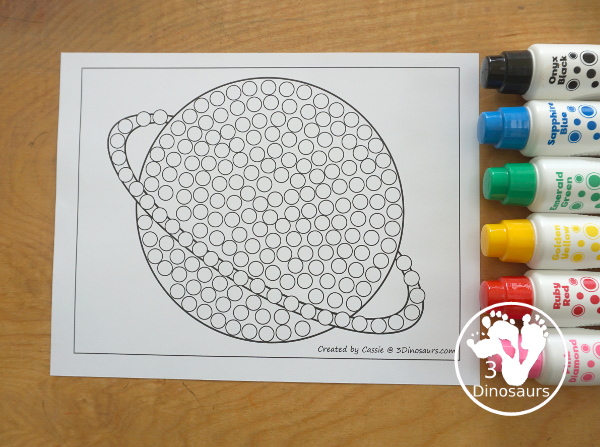 Free Planet Fine Motor Mats for a Fun Space Theme. You have a planet with a q-tip or cotton swab page. It is great for cotton swab painting. 3Dinosaurs.com