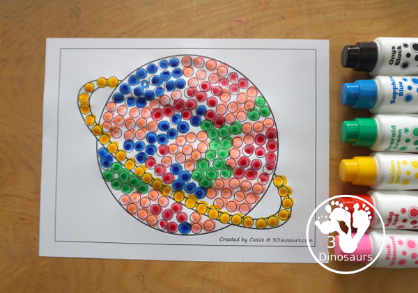Free Planet Fine Motor Mats for a Fun Space Theme. You have a planet with a q-tip or cotton swab page. It is great for cotton swab painting. 3Dinosaurs.com