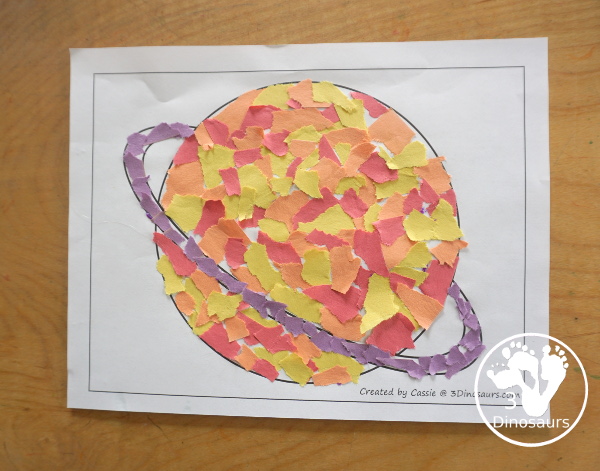 Free Planet Fine Motor Mats for a Fun Space Theme. You have a planet with a template page. It is great for coloring or torn paper crafts. 3Dinosaurs.com