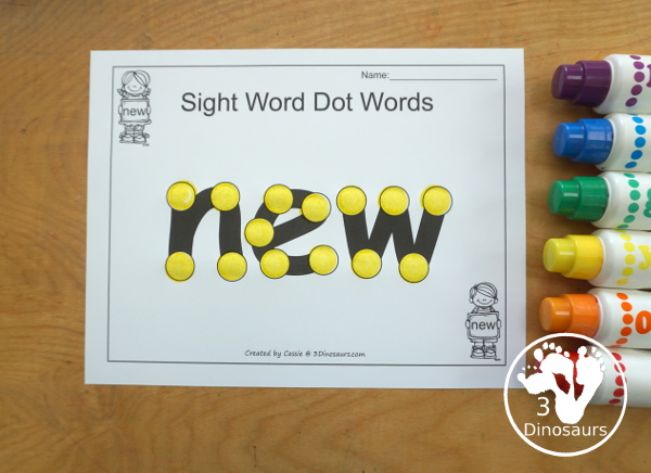 Free Romping & Roaring Primer Sight Words: Must, New, No, Now. You have six pages of printables for each sight word. You have reading, sight word playdough mats, sigh word handwriting, sight word dot marker words, and more - 3Dinosaurs.com