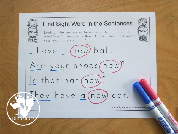 Free Romping & Roaring Primer Sight Words: Must, New, No, Now. You have six pages of printables for each sight word. You have reading, sight word playdough mats, sigh word handwriting, sight word dot marker words, and more - 3Dinosaurs.com