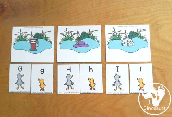 Free Duck and Swan ABC Sorting Printables works on matching uppercase and lowercase letters to a picture with the same beginning sound. A simple way to work on letters and the sounds they make. - 3Dinosaurs.com