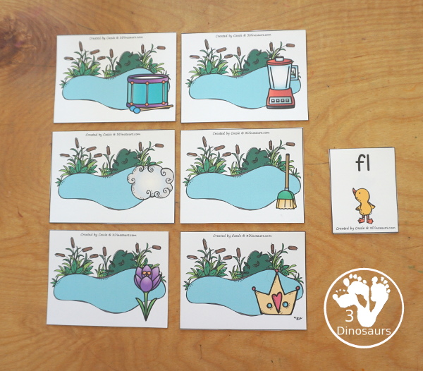 Free Swan & Duck Blends Sorting Printable - with all the beginning blends for kids to match the blend letters to a picture of the blend with ducks and swans. A fun Ugly Duckling printable for kids.  3Dinosaurs.com