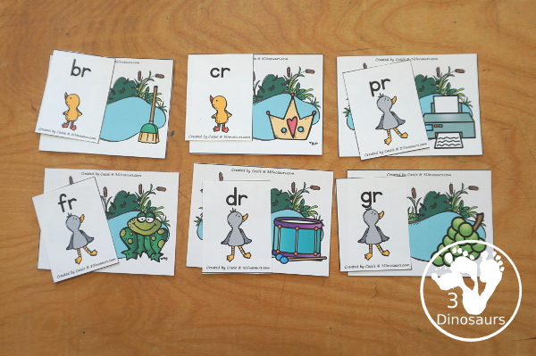Free Swan & Duck Blends Sorting Printable - with all the beginning blends for kids to match the blend letters to a picture of the blend with ducks and swans. A fun Ugly Duckling printable for kids.  3Dinosaurs.com