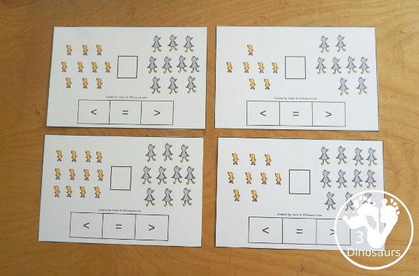 Free Duck & Swan Greater Than & Less Than Clip Card Printables - you have 10 clip cards that work on comparing numbers. You count the ducks and swans and then clip the correct symbol to compare the numbers. - 3Dinosaurs.com
