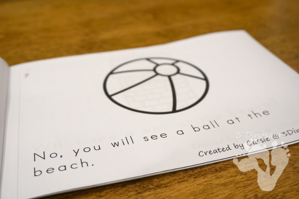 Free Fun At The Beach Themed Easy Reader Book - 14 pages with question and answers about the beach plus have some fun rhyming fun with beach words - 3Dinosaurs.com